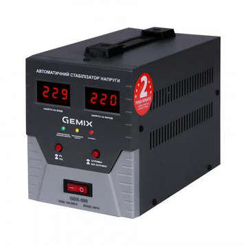 Стабілізатор напруги Gemix GDX-500, цифрові індикатори, металевий корпус 278000 фото