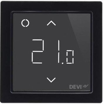 Терморегулятор Devi Devireg Smart +5...45 град. електронний Wi-Fi вбудований дротовий датчик 16A 230В чорний 140F1143 фото