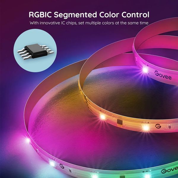 Стрічка світлодіодна розумна Govee H618С LED Strip Ligh, 10м, RGBIC, WI-FI/Bluetooth, білий H618C3D1 фото