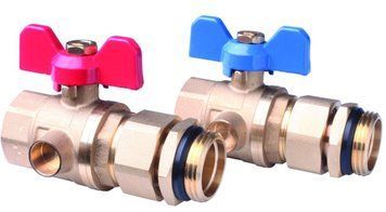 Комплект кульових кранів Danfoss FHF-BV, 1", для підключення колекторів, 2шт, прямий, латунь 088U0822 фото