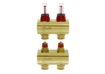 Розподільний колектор Danfoss FHF-F, 2+2 контури, з ротаметрами, латунь 088U0522 фото