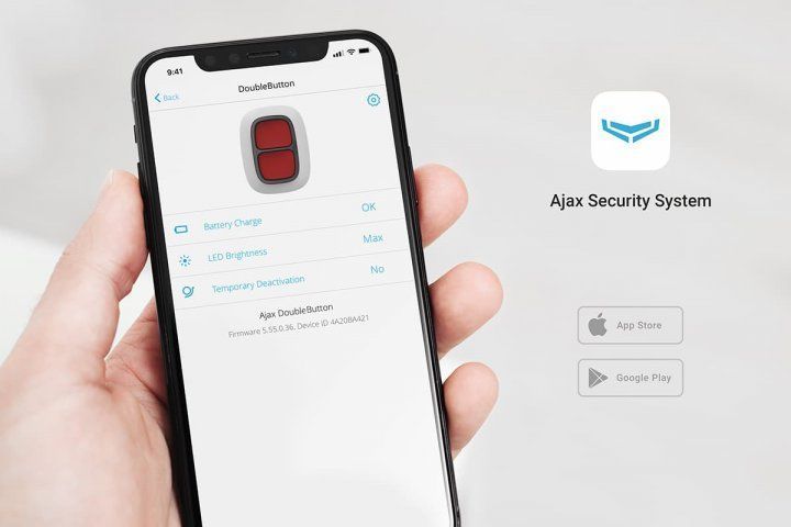 Беспроводная двойная тревожная кнопка Ajax DoubleButton, jeweller, беспроводной, белый 000020949 фото