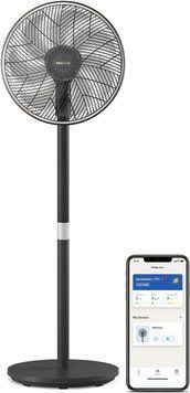 Вентилятор Philips підлоговий Series 3000, 40см, 48Вт, керування через смартфон, регулювання висоти, чорний CX3550/01 фото