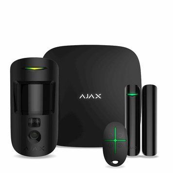 Комплект охоронної сигналізації Ajax StarterKit Cam, hub 2, motioncam, doorprotect, spacecontrol, jeweller, бездротовий, чорний (20291.58.BL1) 000016586 фото