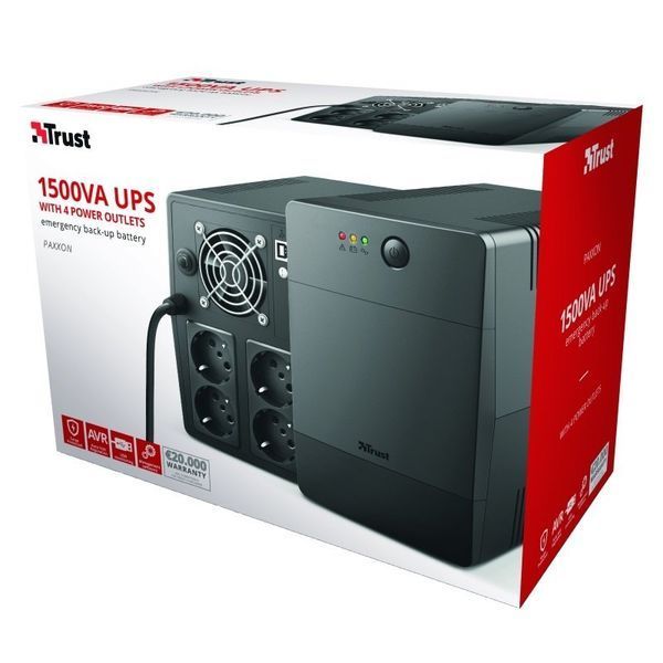 ИБП Trust Paxxon 1500VA UPS with 4 standard wall power outlets BLACK 23505_TRUST фото