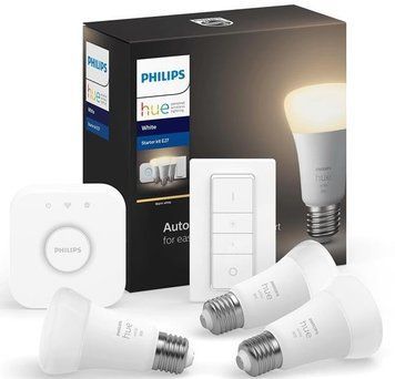 Стартовий комплект Philips Hue White (Bridge, Dimmer, лампа E27 White 3шт) 929001821620 фото