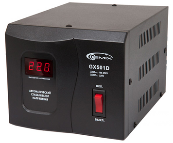 Стабілізатор напруги Gemix GX-501D, 500ВА/350Вт, цифрові індикатори, пластиковий корпус (GX-501D) 275000 фото