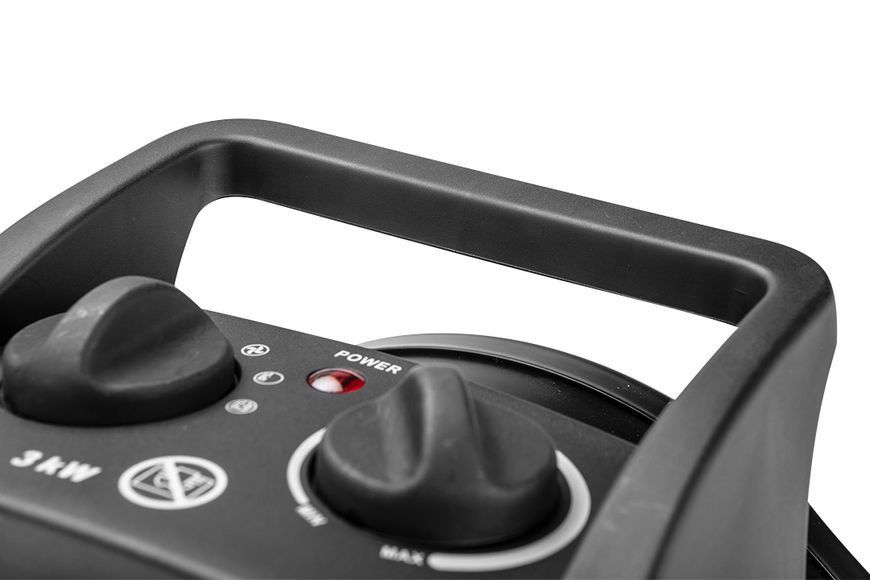 Тепловая пушка электрическая Neo Tools, 3кВт, 60м кв, 280м куб/ч, керамический нагревательный элемент (PTC), чёрный 90-063 фото